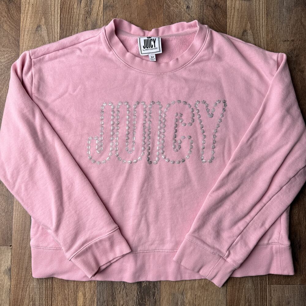 Juicy Couture Sweatshirt Women's Medium Pink Y2K Crown Athletic Crew‎ Neck 6091